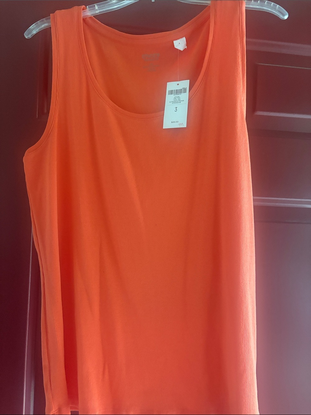 Chico's Bright Orange Ribbed Tess Tank Top Size 3 (XL)